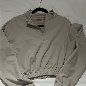 Women's Beige Quarter-Zip Cropped Sweater